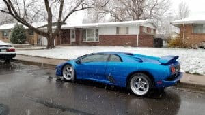 lamborghini diablo in the snow