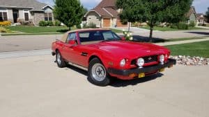 Red Aston Martin V8 Volante