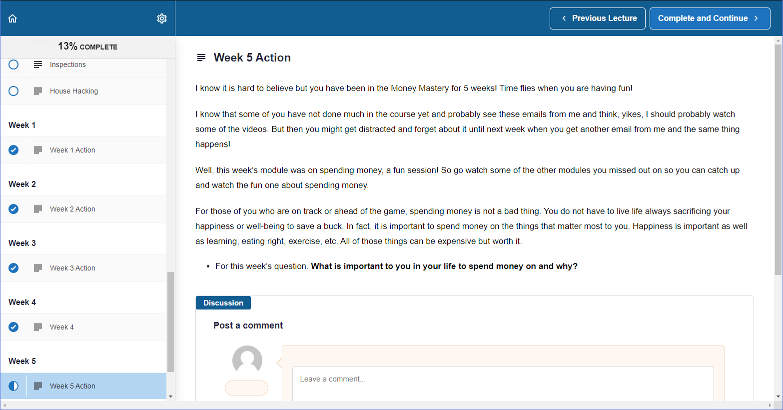 MM Week 5 Action Items MM Week 5 Action Items